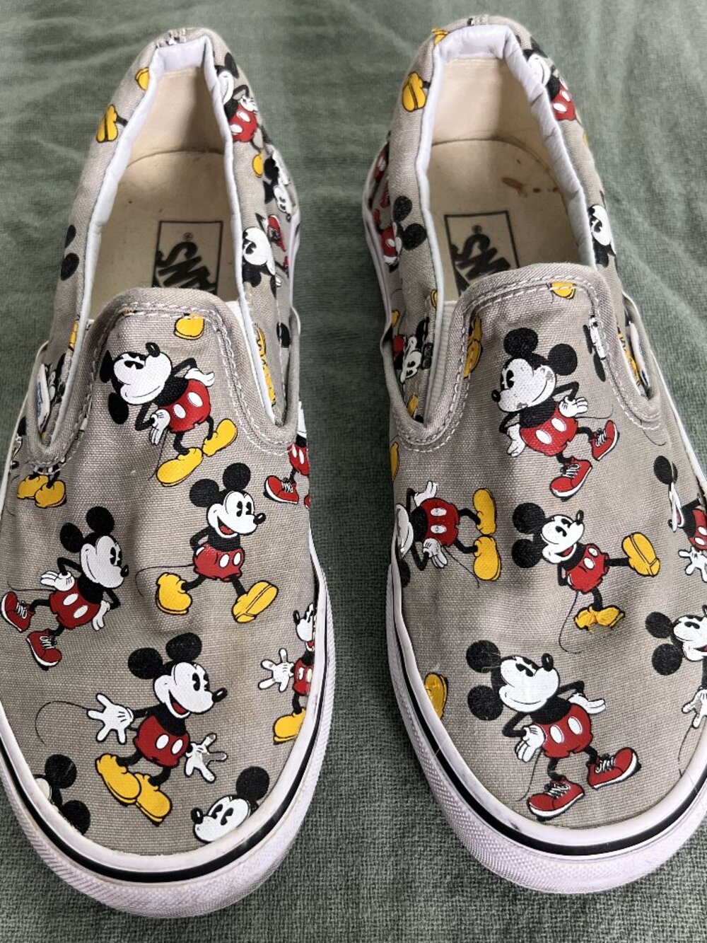VANS x Disney Mickey Mouse Grey Slip-On Sneakers SZ Mens: 5.5 Women's 7.0